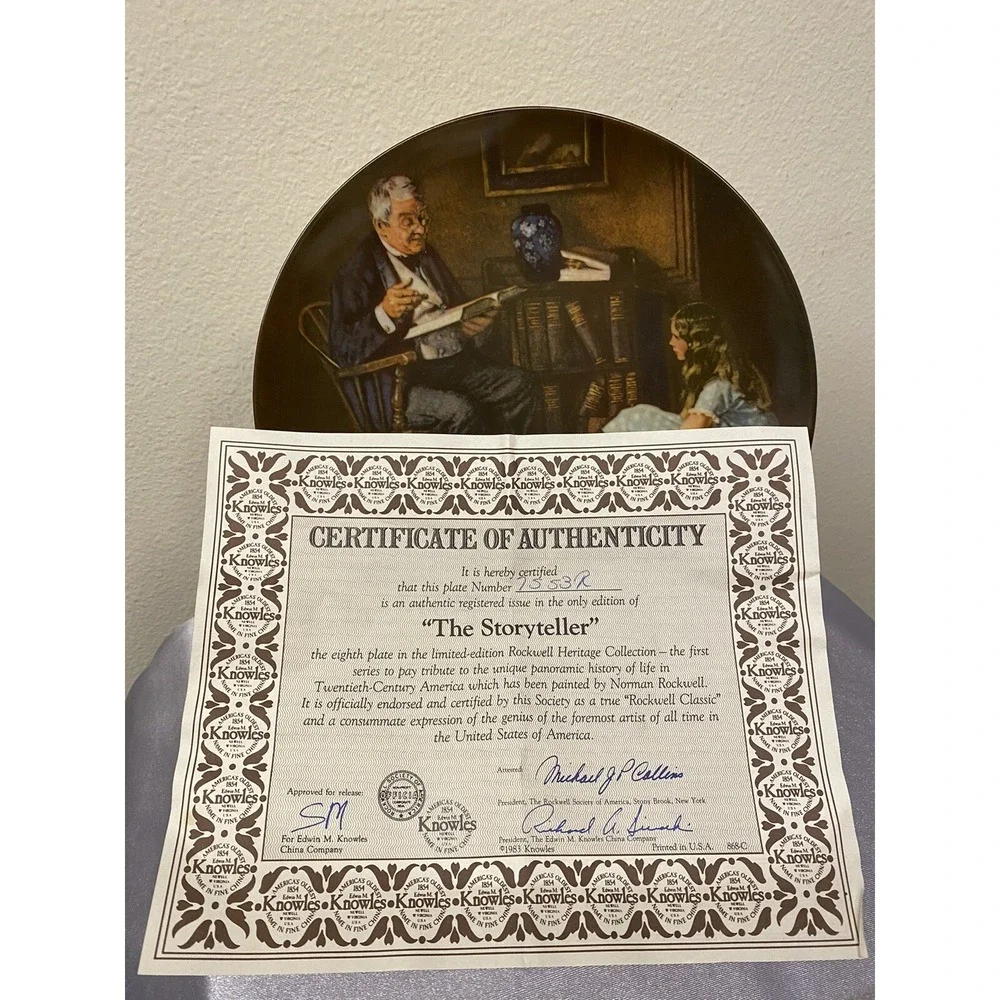 1984 Knowles THE STORYTELLER Norman ROCKWELL HERITAGE Collector Plate # 7553R